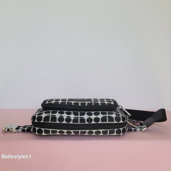 KATE SPADE Belt Bag Noel Jacquarded Printed Fabric Bag- Black Multi ⭐ - Picture 9 of 16